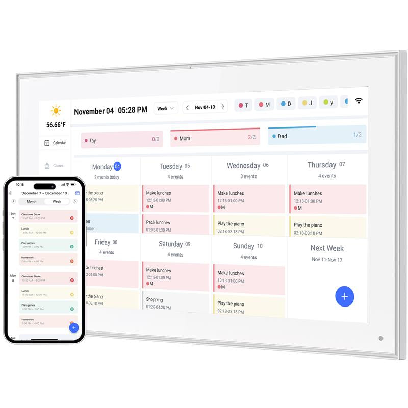 Digital Calendar, 15.6 Inch Smart Digital Calendar Planner & Chore Chart, IPS FHD 1920X1080 Touchscreen Interactive Display for Family Schedules - Share Photos & Videos via APP from Anywhere