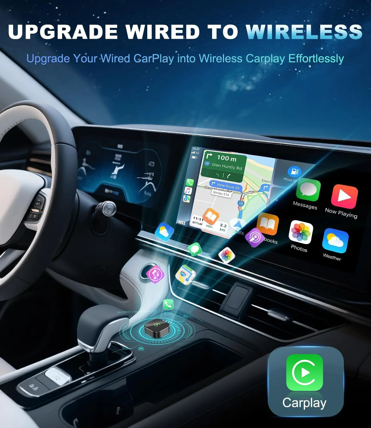 2025 Wireless Carplay Adapter for Apple, Upgrade Wired to Wireless, Mini Usb-C/Type-C Design, Plug and Play, No Delay Bluetooth+Wifi Stable Connection Car Play for Iphone