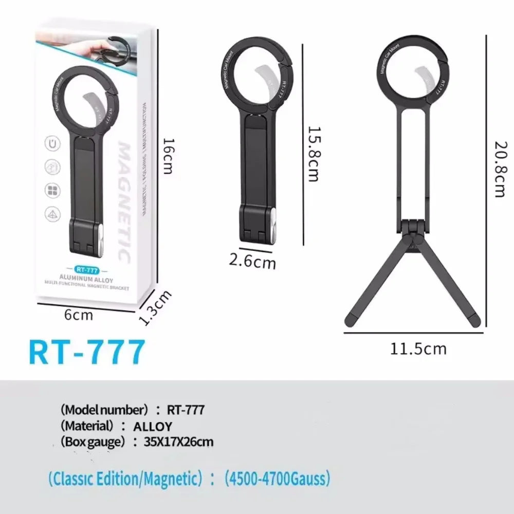 Metal Phone Tripod Carabiner-Mounted for Iphone 16 15 14 13 Portable Dual-Sided Magnetic Tripod Desk Mount Phone Handle Holder