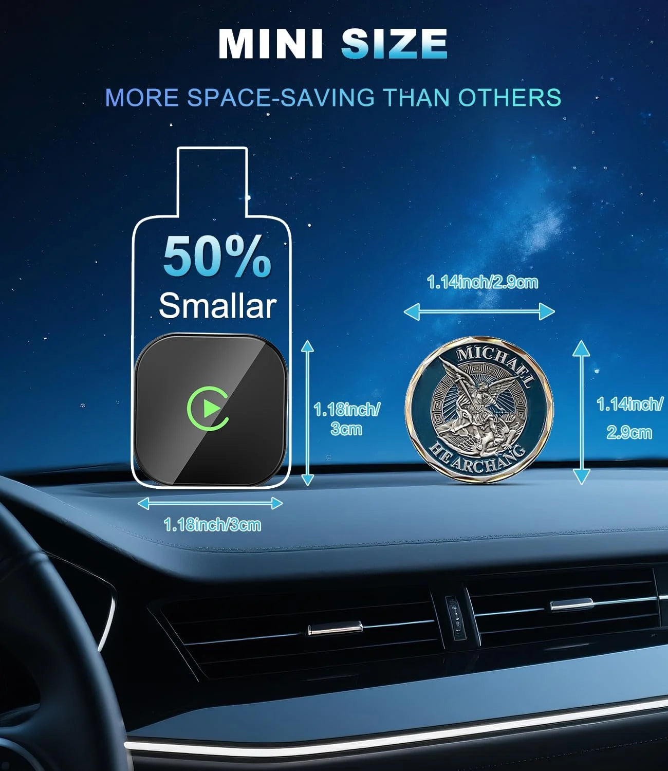 2025 Wireless Carplay Adapter for Apple, Upgrade Wired to Wireless, Mini Usb-C/Type-C Design, Plug and Play, No Delay Bluetooth+Wifi Stable Connection Car Play for Iphone