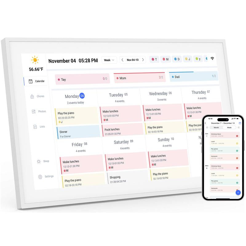 Digital Calendar, 15.6 Inch Smart Digital Calendar Planner & Chore Chart, IPS FHD 1920X1080 Touchscreen Interactive Display for Family Schedules - Share Photos & Videos via APP from Anywhere