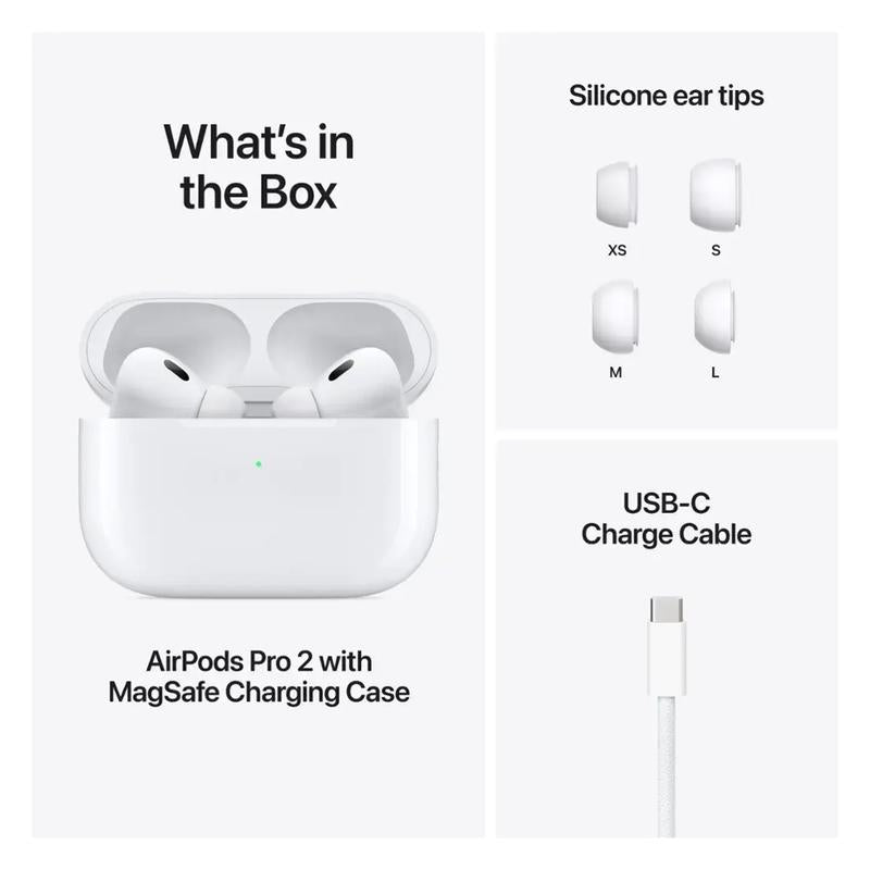 Apple - Airpods Pro 2, Wireless Active Noise Cancelling Earbuds with Hearing Aid Feature - White