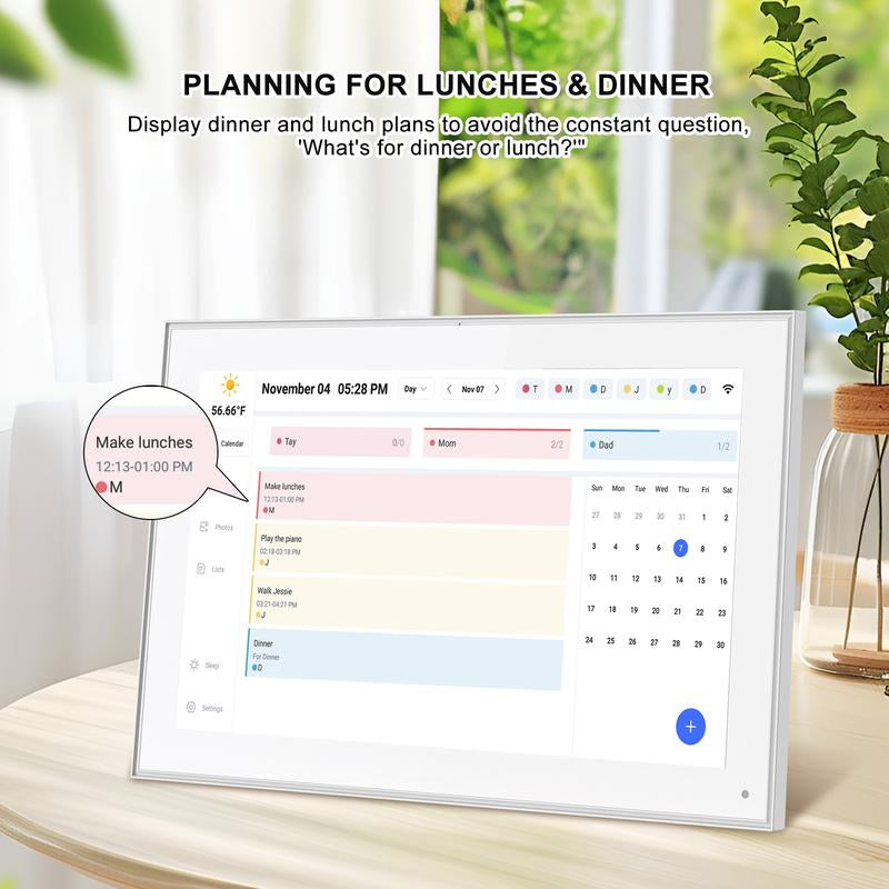 Digital Calendar, 15.6 Inch Smart Digital Calendar Planner & Chore Chart, IPS FHD 1920X1080 Touchscreen Interactive Display for Family Schedules - Share Photos & Videos via APP from Anywhere