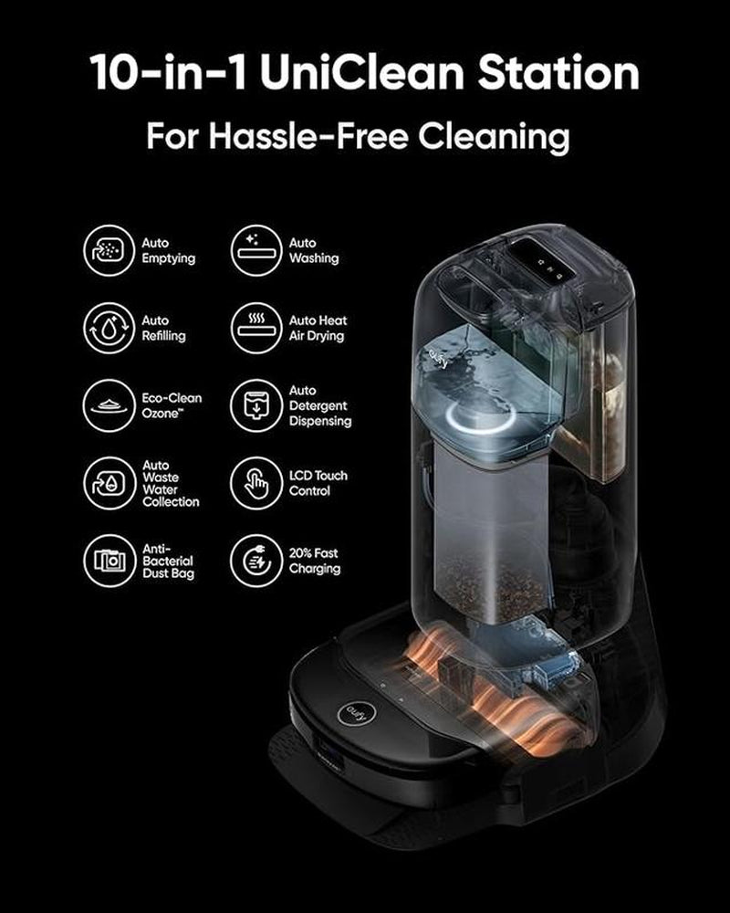 Eufy S1 Pro Omni Robot Vacuum with All-In-One Station, Floor Washing Robot Vacuum and Mop, 8000 Pa Suction, Obstacle Avoidance, Auto Mop Washing & Drying, Self-Emptying｜Spingtok