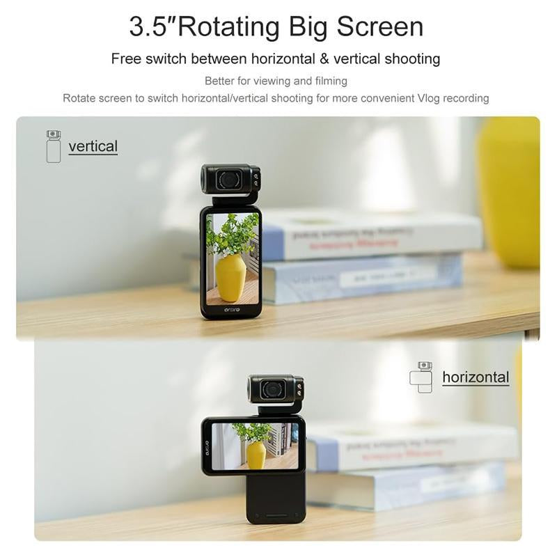 ORDRO M3 Portable Camera with 3.5'' Flippable Touch Screen Digital Camcorder,180° Rotating Lens,3250Mah Battery,Ir Night Vision Function,64G TF Card