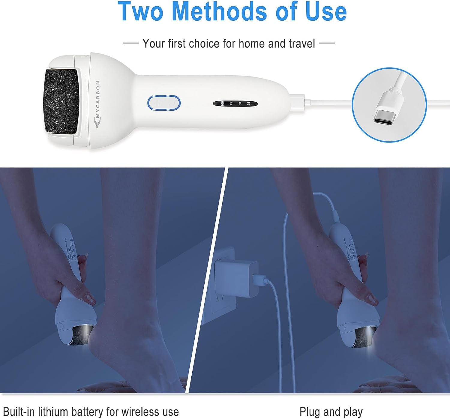 Foot File Callus Remover for Feet, Electric Foot Callus Remover Pedicure Kit, Rechargeable Feet Care Professional Tool for Dry Skin Dead Hard Cracked Ideal Gift