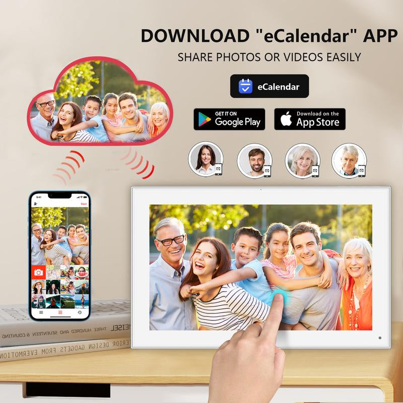 Digital Calendar, 15.6 Inch Smart Digital Calendar Planner & Chore Chart, IPS FHD 1920X1080 Touchscreen Interactive Display for Family Schedules - Share Photos & Videos via APP from Anywhere