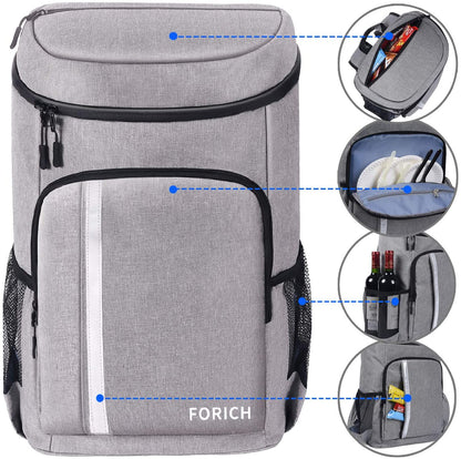 Backpack Cooler Leakproof Insulated Waterproof Backpack Cooler Bag, Lightweight Soft Beach Cooler Backpack for Men Women to Work Lunch Picnics Camping Hiking, 30 Cans