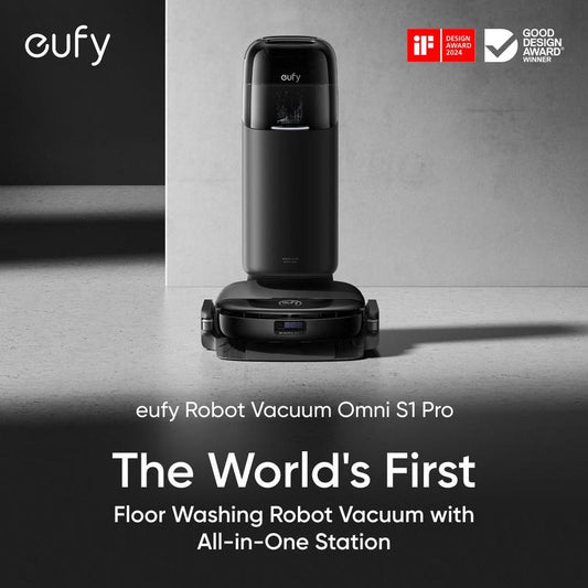 Eufy S1 Pro Omni Robot Vacuum with All-In-One Station, Floor Washing Robot Vacuum and Mop, 8000 Pa Suction, Obstacle Avoidance, Auto Mop Washing & Drying, Self-Emptying｜Spingtok