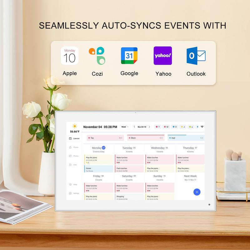 Digital Calendar, 15.6 Inch Smart Digital Calendar Planner & Chore Chart, IPS FHD 1920X1080 Touchscreen Interactive Display for Family Schedules - Share Photos & Videos via APP from Anywhere