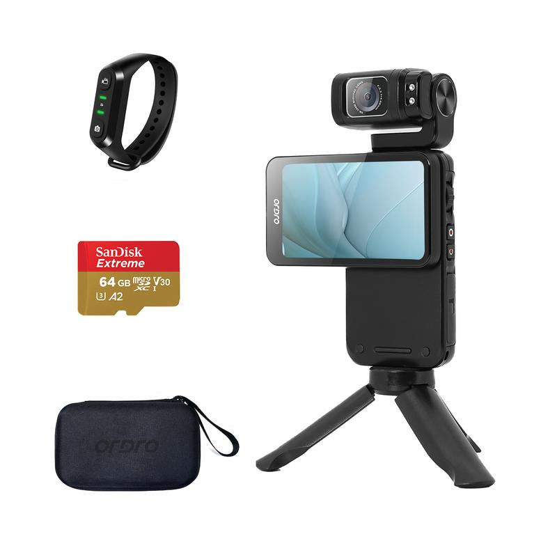 ORDRO M3 Portable Camera with 3.5'' Flippable Touch Screen Digital Camcorder,180° Rotating Lens,3250Mah Battery,Ir Night Vision Function,64G TF Card