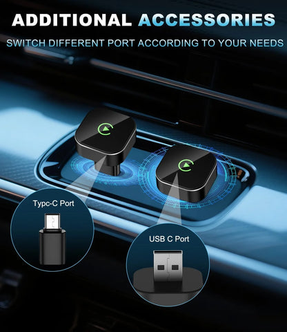 2025 Wireless Carplay Adapter for Apple, Upgrade Wired to Wireless, Mini Usb-C/Type-C Design, Plug and Play, No Delay Bluetooth+Wifi Stable Connection Car Play for Iphone