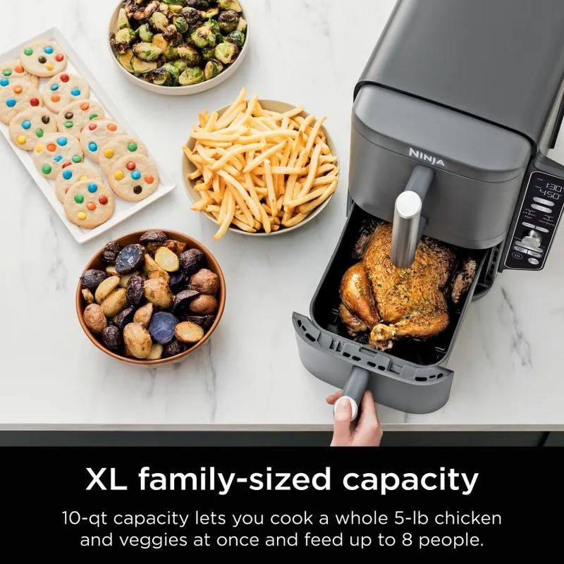 Ninja Doublestack XL 2-Basket Air Fryer SL401 - 10 QT Capacity 6 Cooking Programs Smart Finish & Match Cook Space Saving Design Multifunctional Kitchen Appliance Cooker