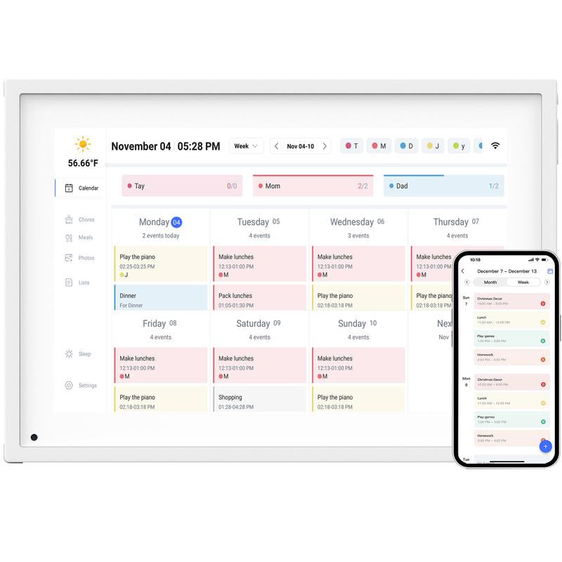 Digital Calendar, 15.6 Inch Smart Digital Calendar Planner & Chore Chart, IPS FHD 1920X1080 Touchscreen Interactive Display for Family Schedules - Share Photos & Videos via APP from Anywhere