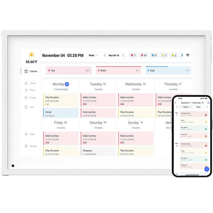 Digital Calendar, 15.6 Inch Smart Digital Calendar Planner & Chore Chart, IPS FHD 1920X1080 Touchscreen Interactive Display for Family Schedules - Share Photos & Videos via APP from Anywhere